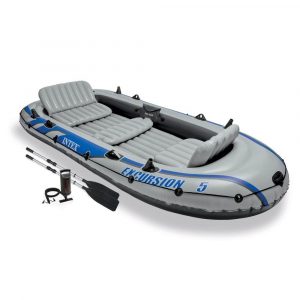 Intex Excursion Inflatable 5 Person Water Fishing River Boat Raft Set with Oars Intex Excursion Inflatable 5 Person Water Fishing River Boat Raft Set with Oars
